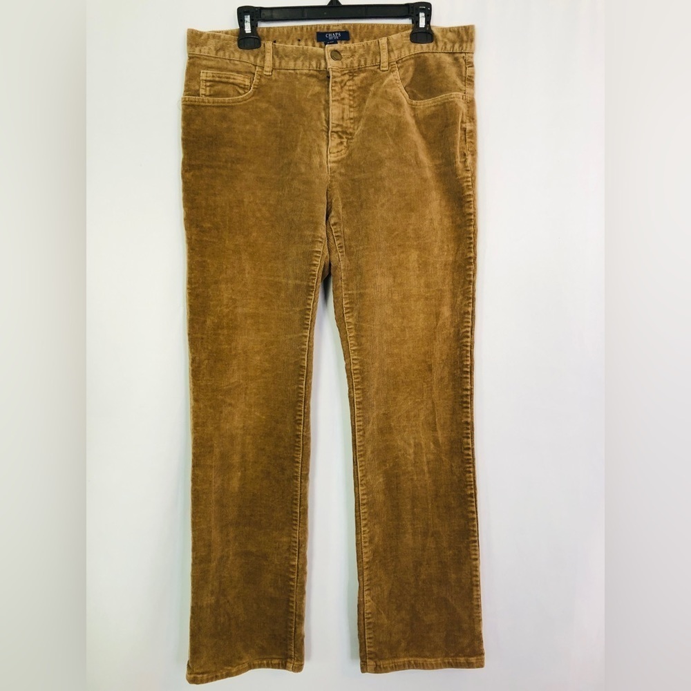 Chaps Corduroy Women’s Pants Straight Leg Solid Tan Stretch Casual Size 12
